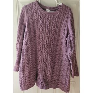 J Jill Sweater Women's Sz XL Purple Cable Knit Chunky Oversized
